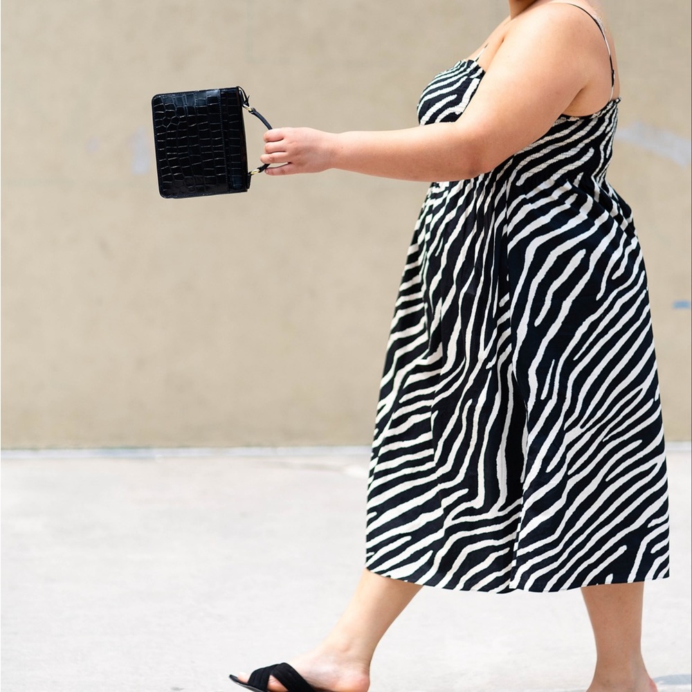 Black and off white (cream) printed dress